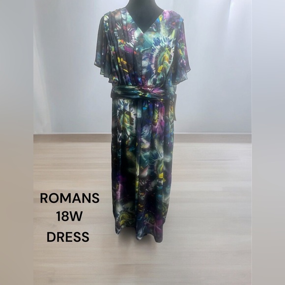 Romans, Size 18W, Multi Colored, Flowing, Zip Up Dress. K16 - Picture 1 of 10